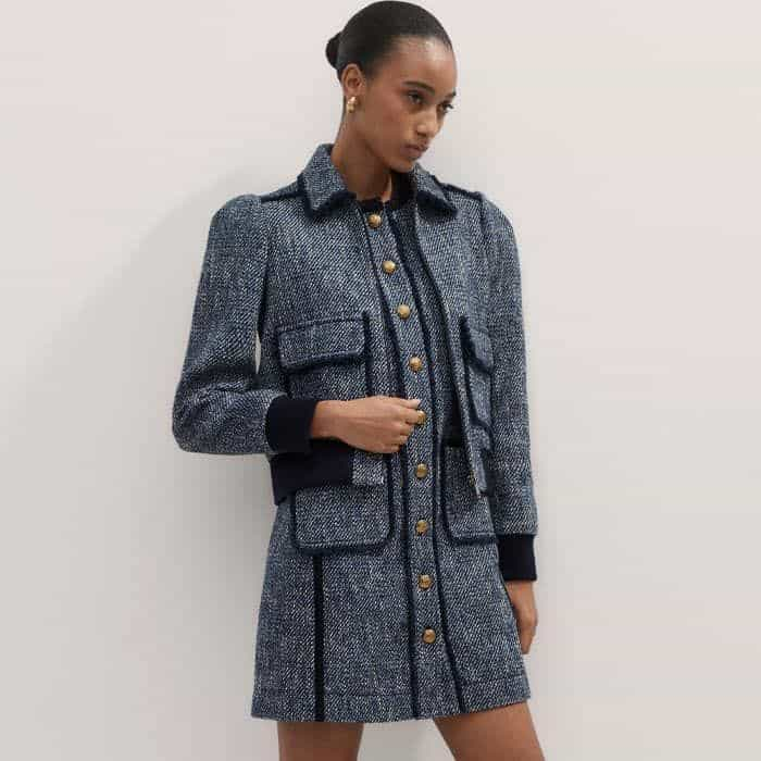 Build a coordinated look with the matching Tweed Bomber Jacket.