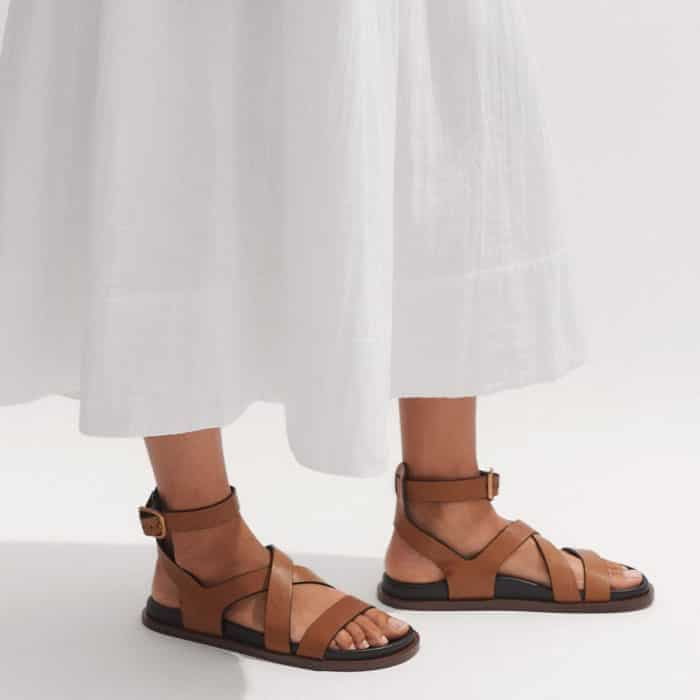 Our Crossover Footbed Sandal is the ultimate summer sign-off shoe.