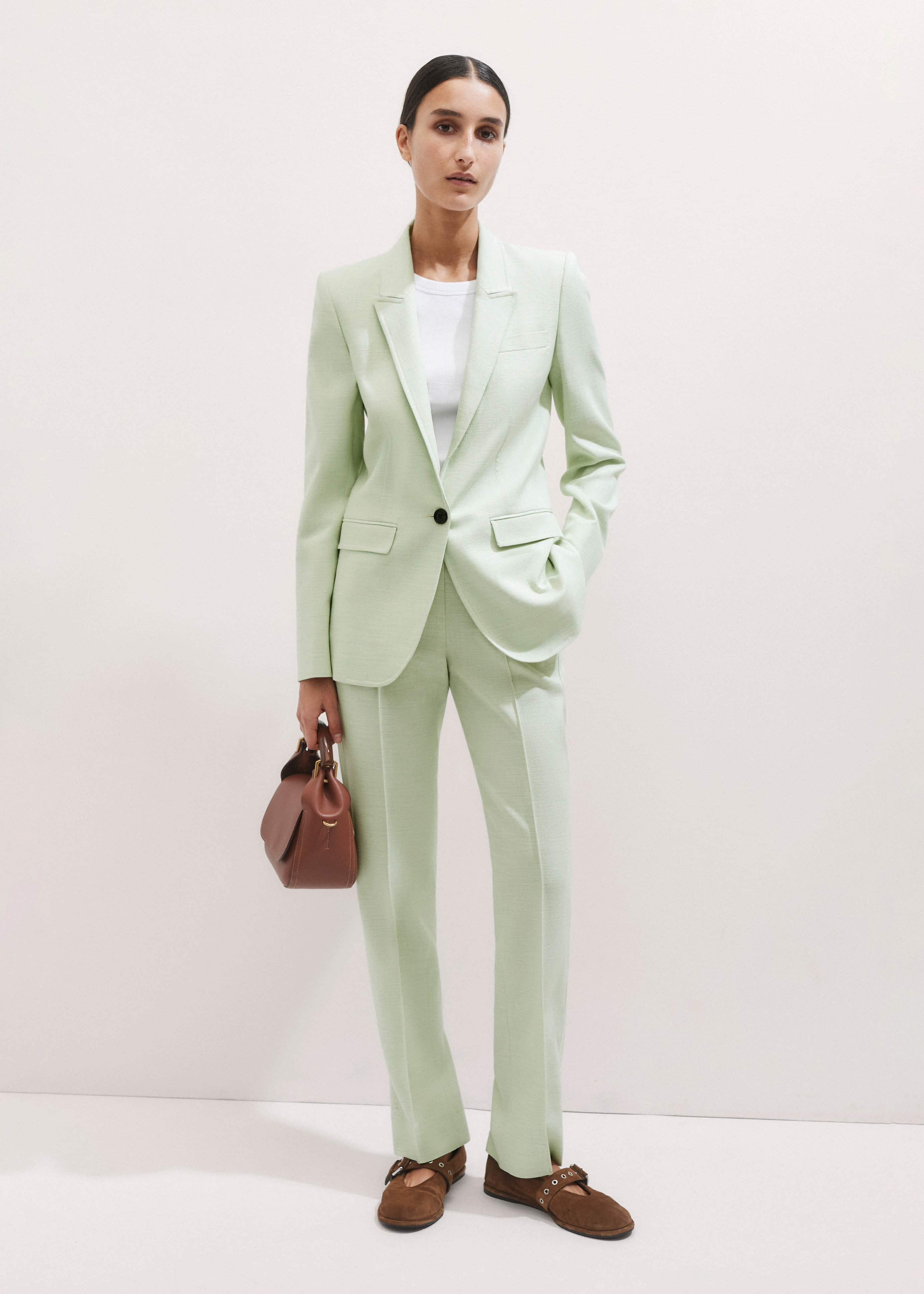 Lightweight Sharp Shoulder Blazer + Cigarette Trouser Suit