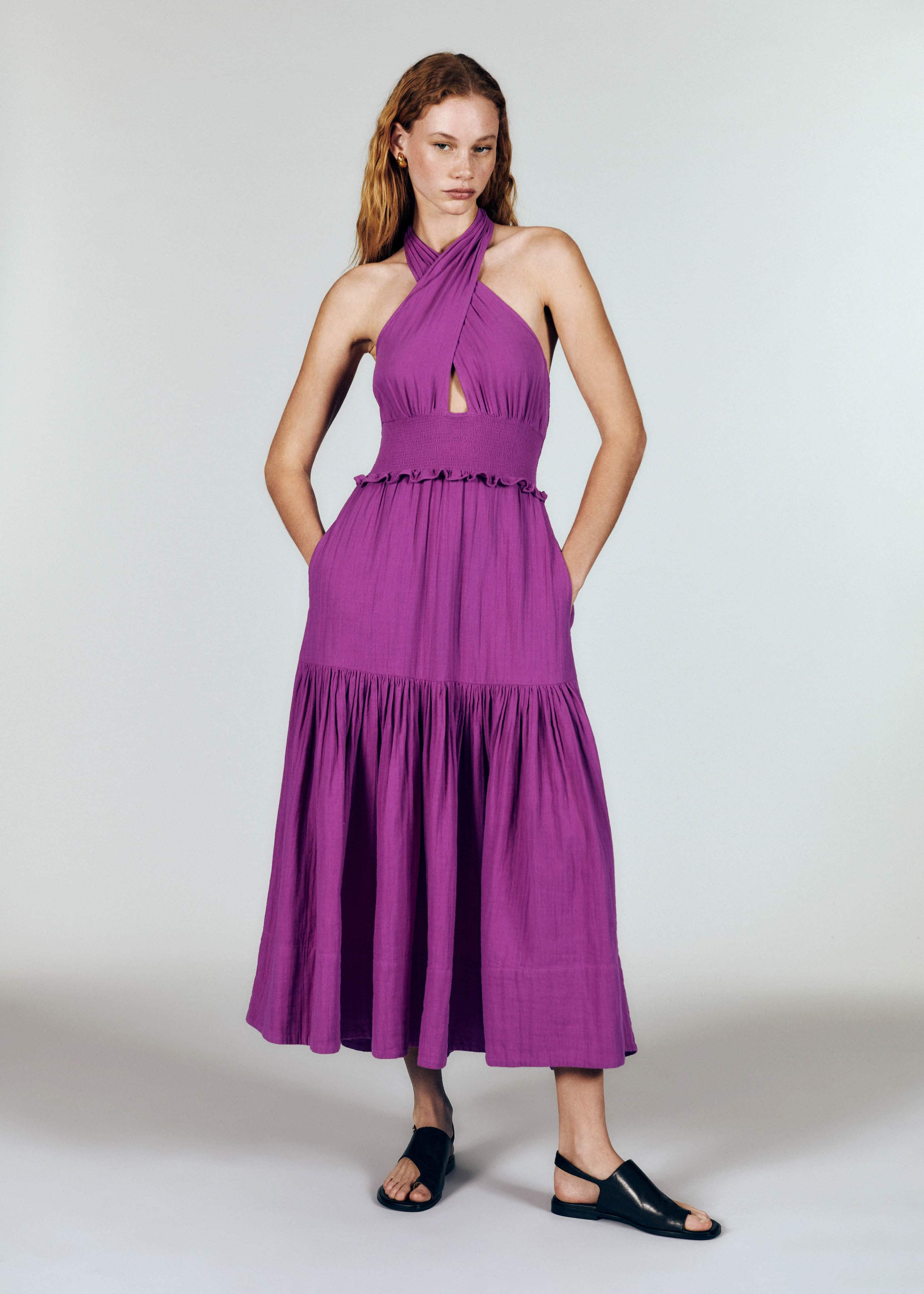 Cheesecloth Halterneck Maxi Dress