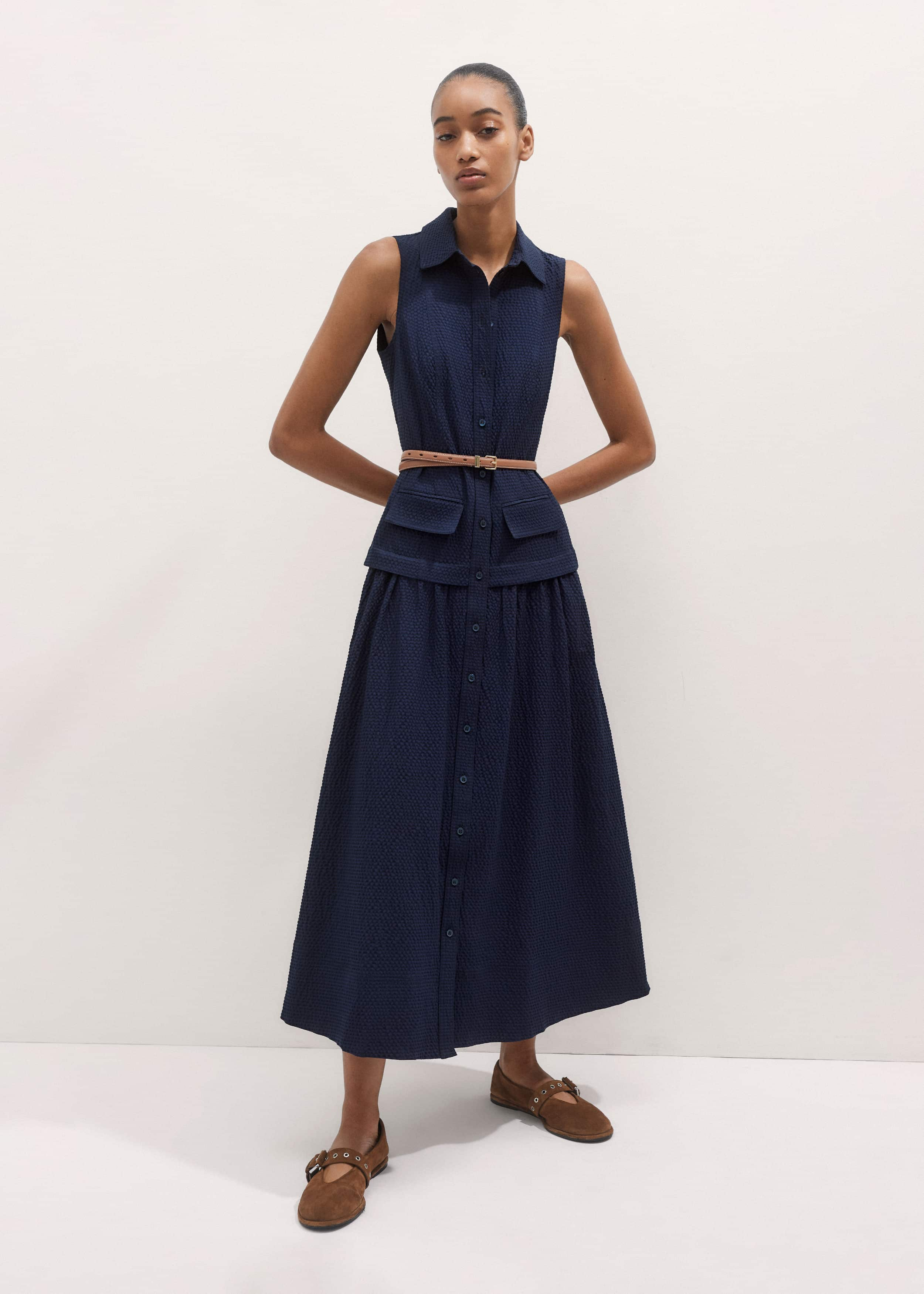 Seersucker Maxi Dress + Belt