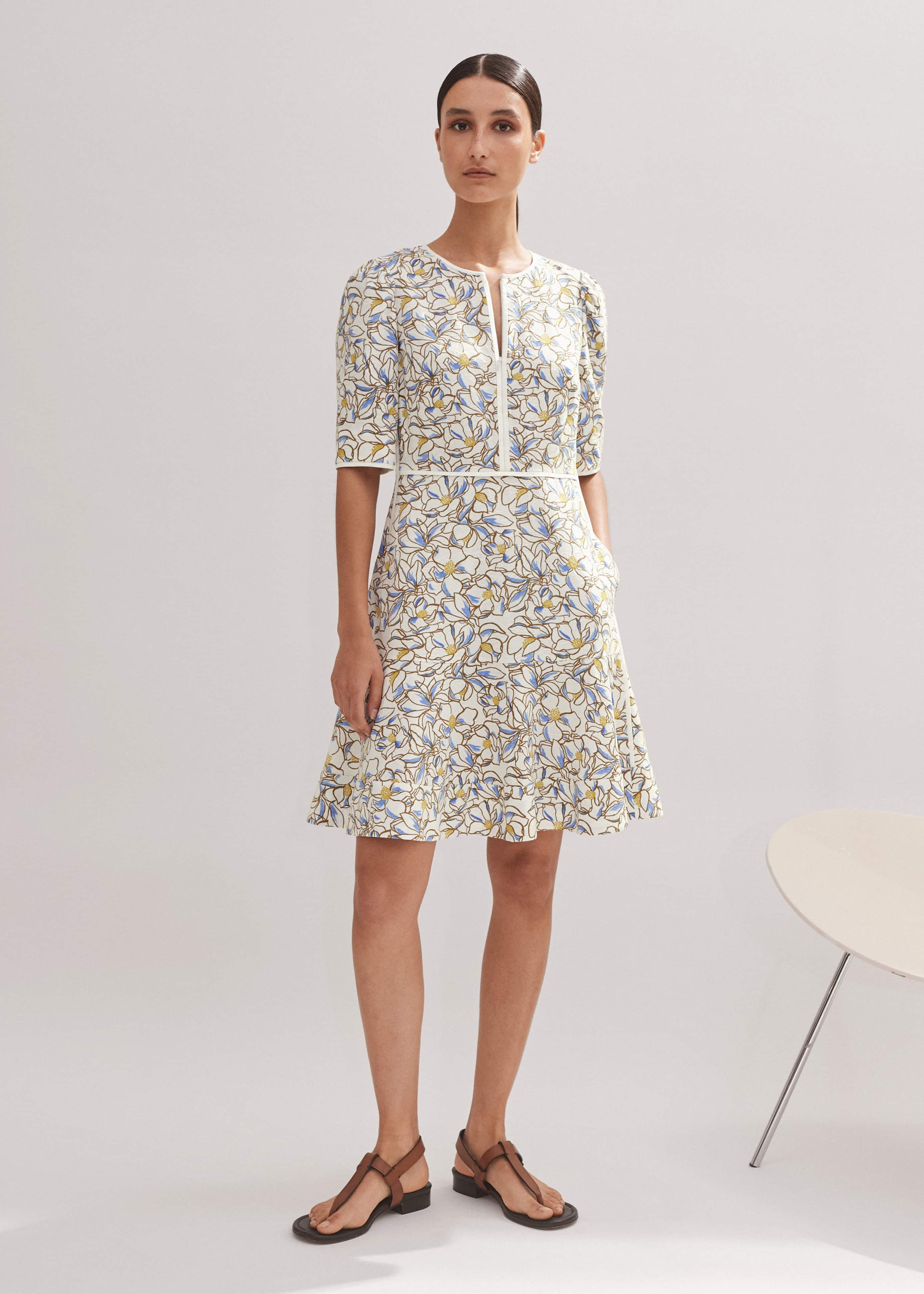 Printed fit and flare dress best sale