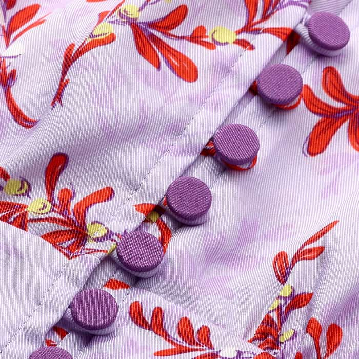 Designed in our London studio, this bespoke Shadow Berry print features shades of purple and red. For a lower impact on the environment, this dress has been crafted from a recycled blend fabric.