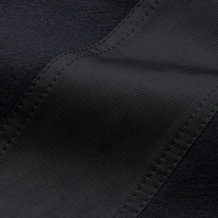 Italian wool-blend flannel with contrast fabric.