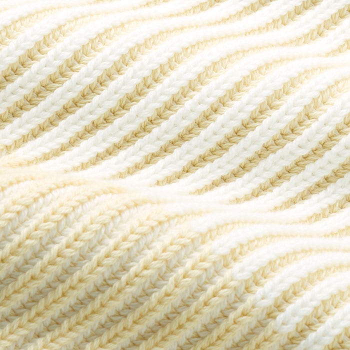 Chunky ribbed cotton with a supersoft hand feel and breathability for warmer months. Natural, breathable yarn.