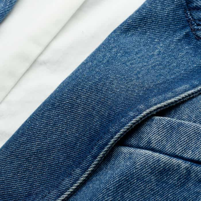 Crafted from cotton denim that's washed to an authentic mid-blue colour.