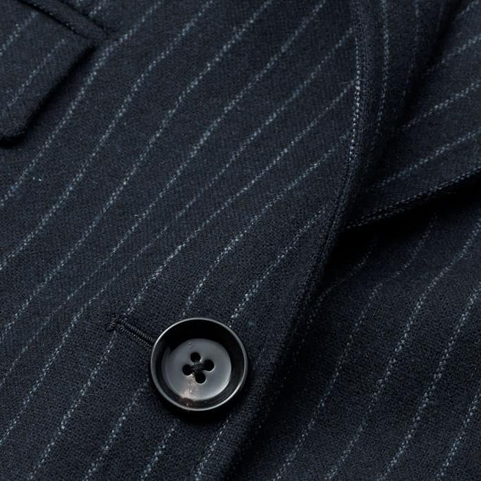 Italian pinstripe tailoring in a wool-blend mix.