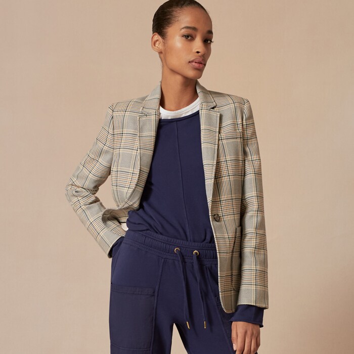 Elevate this casual loungewear look with our Houndstooth Boyfriend Blazer for a video-call ready feel.